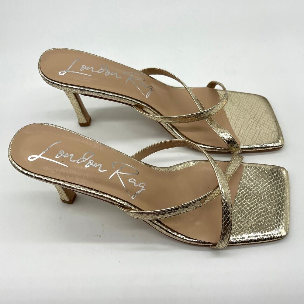 London Rag Fetish Sandal Women Shoes Size 10 Gold Color Open Toe
